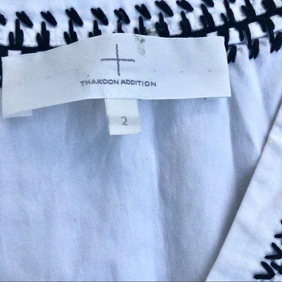 Thakoon Addition Blouse Top White Cotton Embroidered V-Neck Cutouts 2 - Picture 4 of 7
